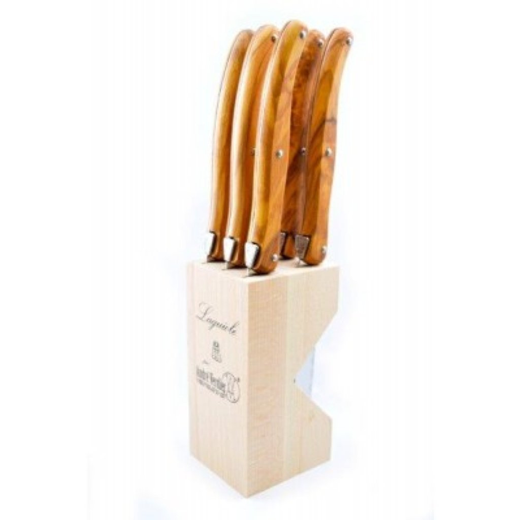 LAGUIOLE STEAK KNIVES ANDRE VERDIER 6PC OLIVEWOOD